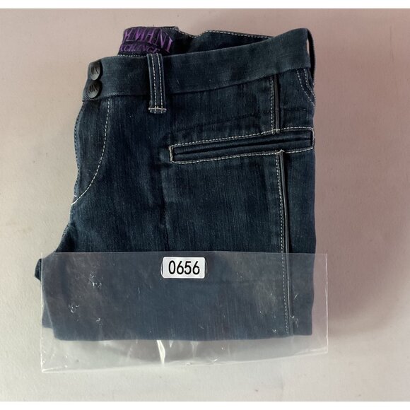 Armani Exchange Women Dark Wash Flared Denim Jeans Size 6 With Button Closure - Picture 6 of 7